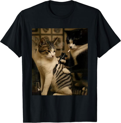 Funny Tattoo Cat Meme Gen Z Joke Stupid Brainrot Silly Cat T-Shirt