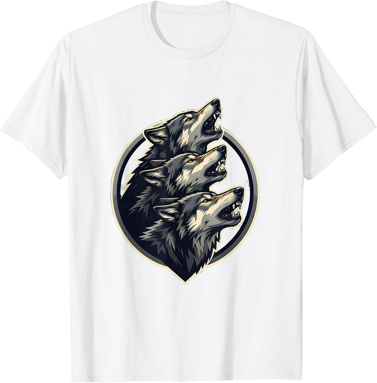 Three Wolves Howling Pack Illustration T-Shirt