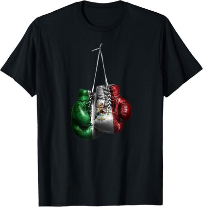 Boxing Gloves - Mexico Vintage Flag T-Shirt