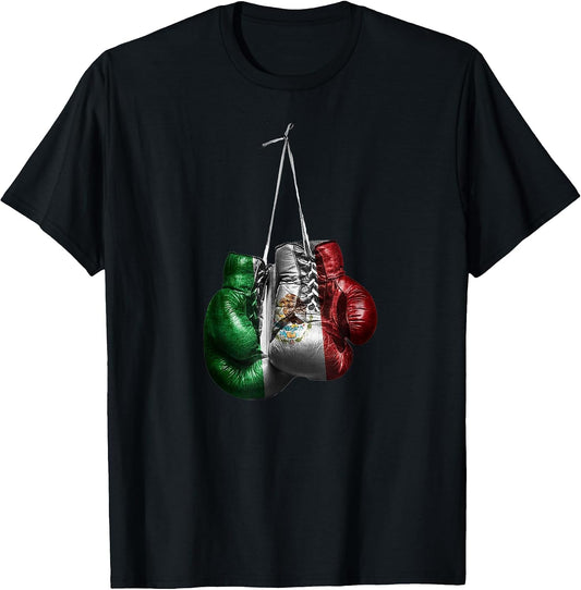 Boxing Gloves - Mexico Vintage Flag T-Shirt