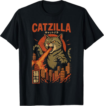 Catzilla Design Japanese Cat for Men Women Cat Graphic T-Shirt