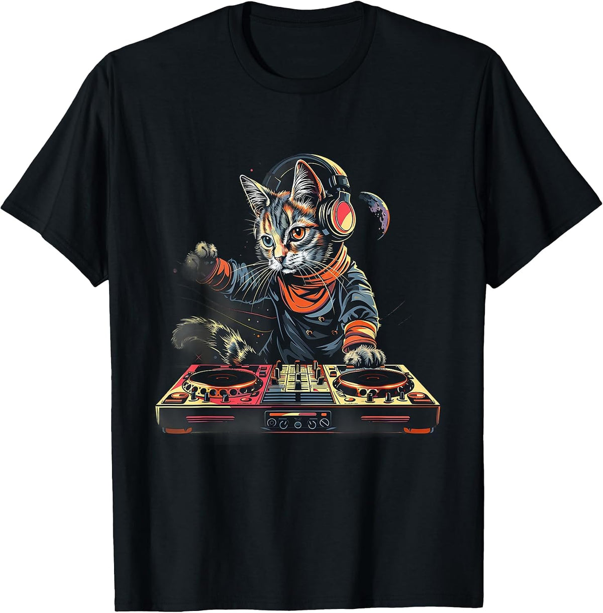 DJ Cat EDM Techno House Music Beatmaker Turntable DJ Cat T-Shirt