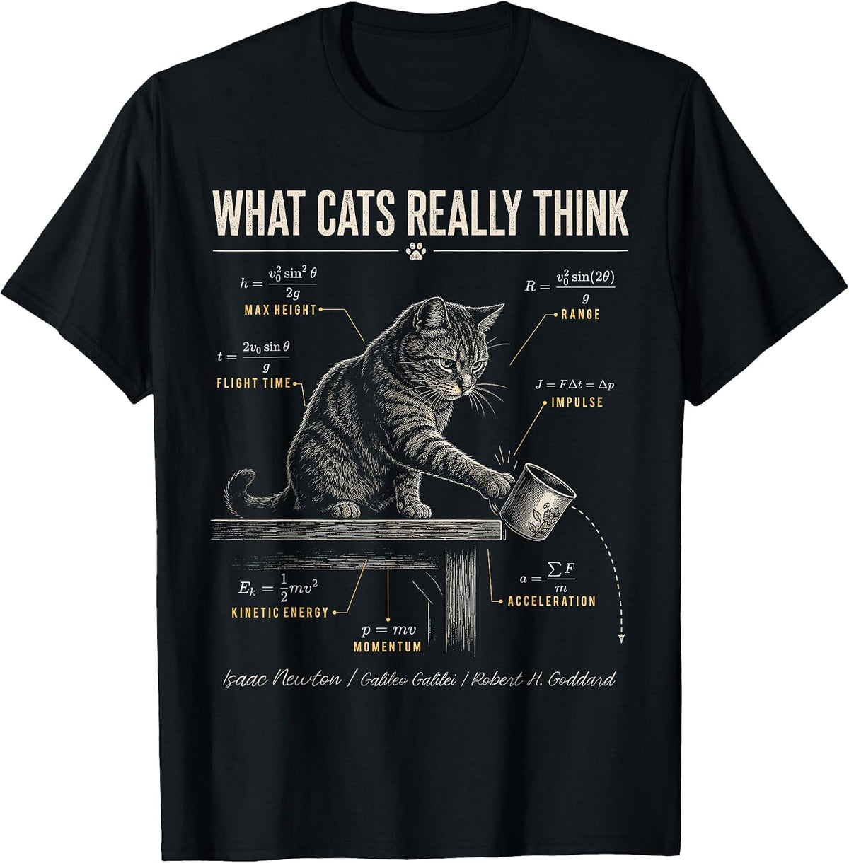 Funny Cat Physics Humor Design What Cats Really Think T-Shirt