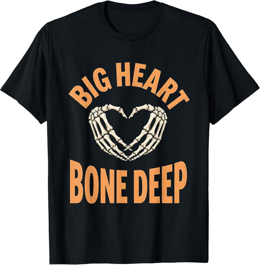 Big Heart Bone Deep Retro Skeleton Hands Halloween Costume T-Shirt