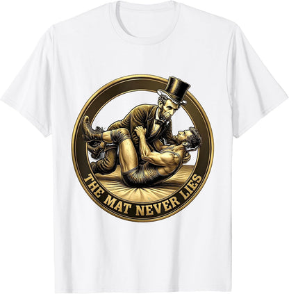 The Mat Never Lies Wrestling Graphic Design T-Shirt