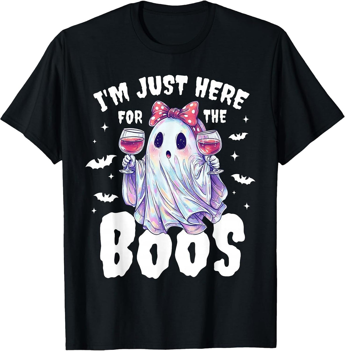 I'm Just Here for The Boos Halloween Women Ghost Cute Funny T-Shirt