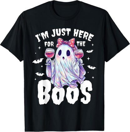 I'm Just Here for The Boos Halloween Women Ghost Cute Funny T-Shirt