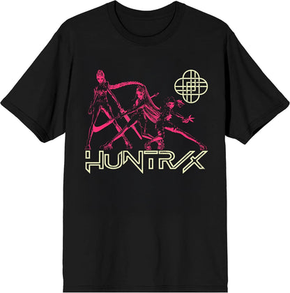 Kpop Demon Hunters Huntrix Line Up on Black Short Sleeve Adult T Shirt