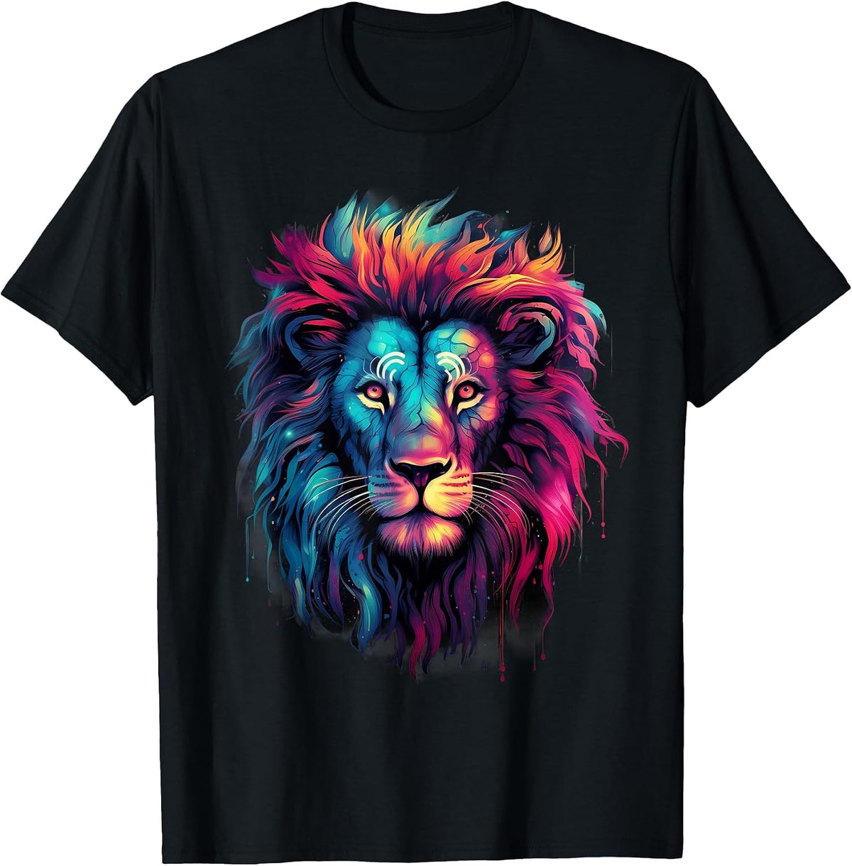 Lion Colorful Portrait Wildlife Artwork Animal Art Splash T-Shirt