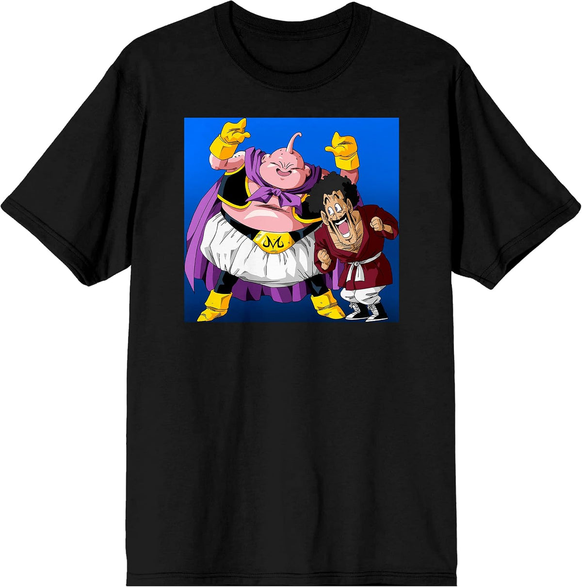 Majin Buu & Mr. Satan Dragon Ball Z Men's Black Short Sleeve Graphic Shirt