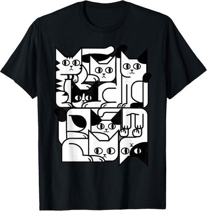 Geometric Cat Silhouette Abstract Kitten Classic Cute Cat T-Shirt