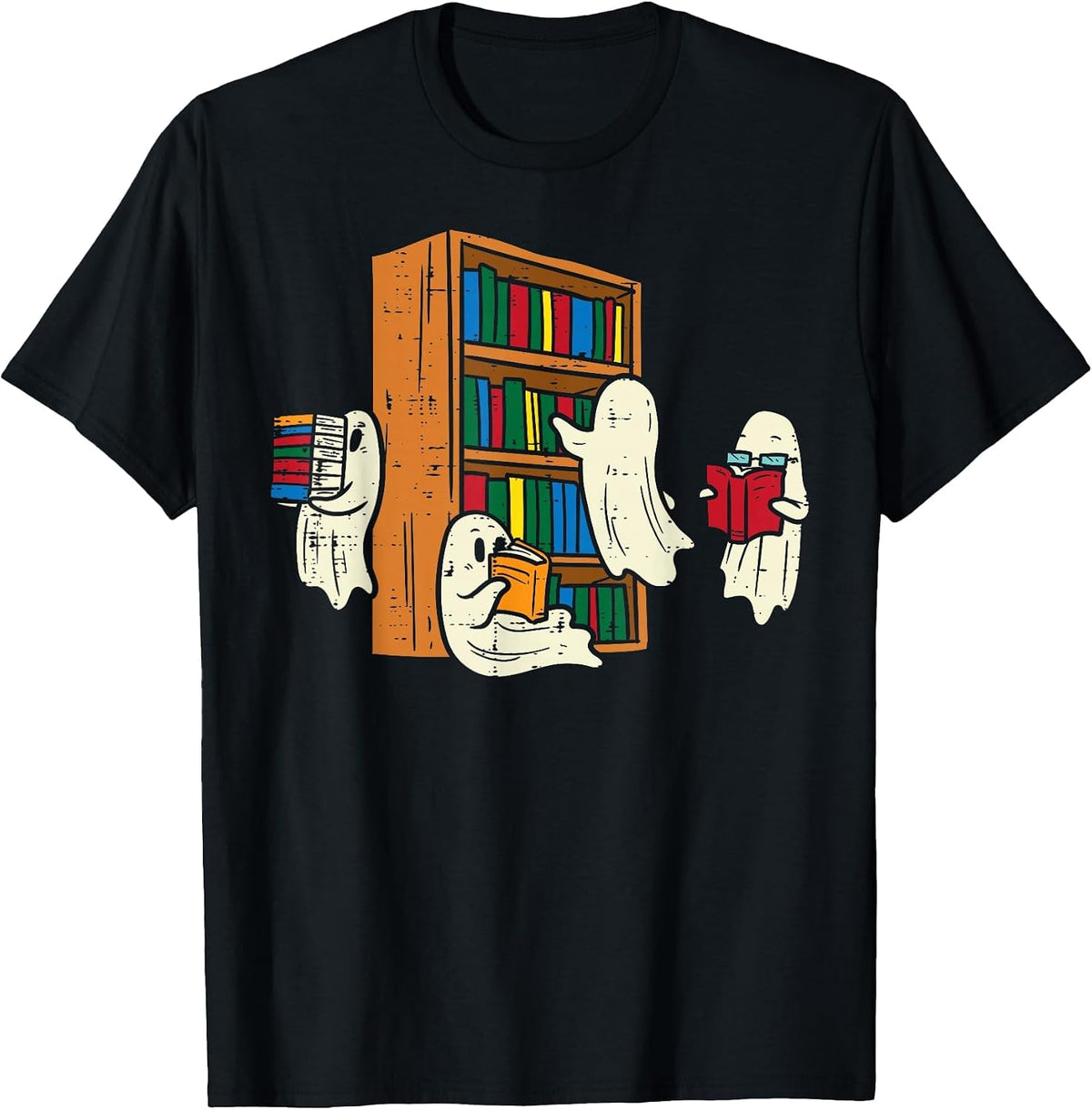 Ghosts Reading Books Teacher Halloween Librarian Boooks T-Shirt