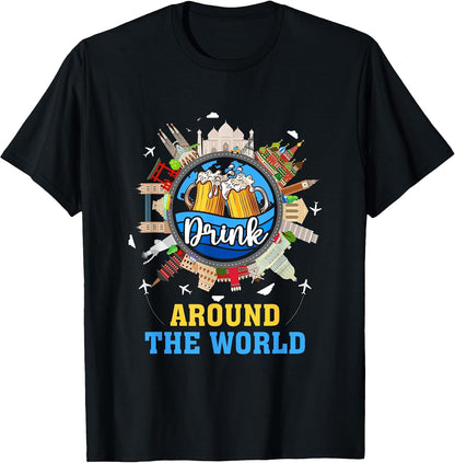 Drink Around The World Vacation Adult Drinking Beer Party T-Shirt