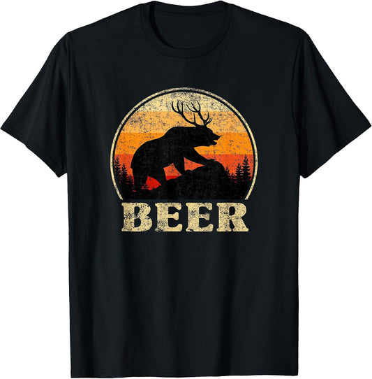 Bear Deer Funny Beer Retro Vintage St. Patrick's Day T-Shirt
