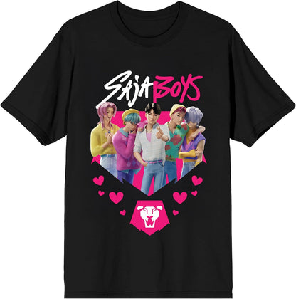 Kpop Demon Hunters Saja Boys Heart on Black Short Sleeve Adult T Shirt