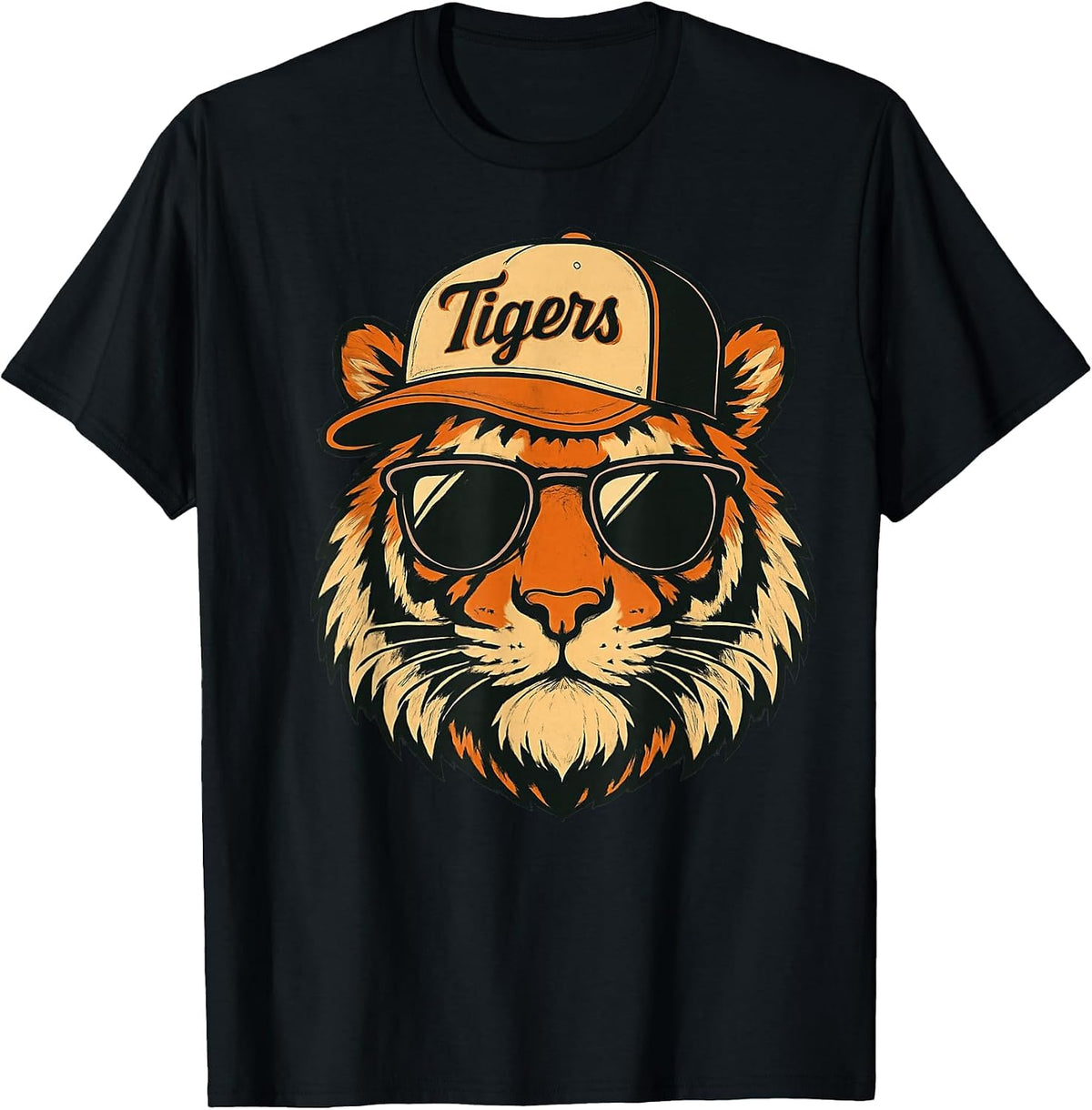 Cool Tiger with Sunglasses and Vintage Cap T-Shirt