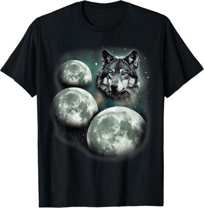 Three Moon Wolf | 3 Moons Howling At Space Wolf Magic Meme T-Shirt