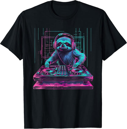Sloth DJ House Techno EDM Music Producer Turntable DJ Sloth T-Shirt