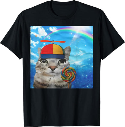 Happy Cat Dreamcore Funny Silly Kitten Brainrot Meme T-Shirt