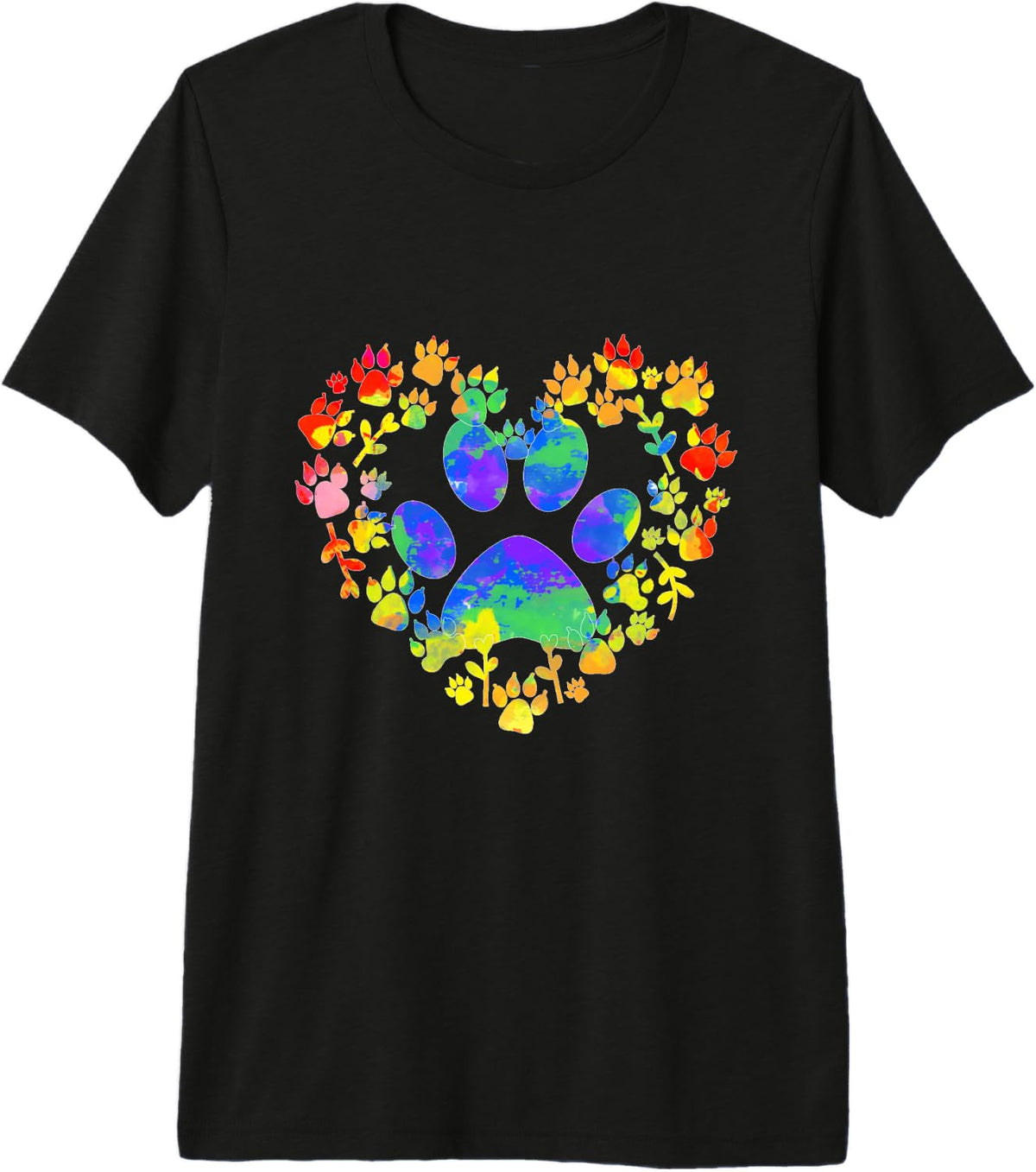 Tie Dye Love Dog Paw Print Heart Animal Lover Premium Tri-blend T-Shirt