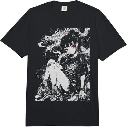 Waifu Anime Horror Girl Aesthetic Comfort Colors Adult Heavyweight T-Shirt