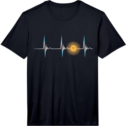 Argentina Sun of Corn Heartbeat ECG Pulse Argentine Pride Performance T-Shirt
