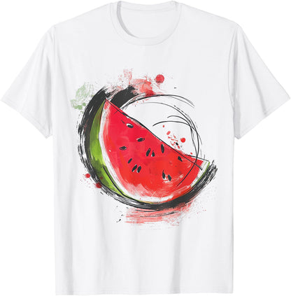 Watermelon Painting Motif Abstract Drawing Art Watermelon T-Shirt