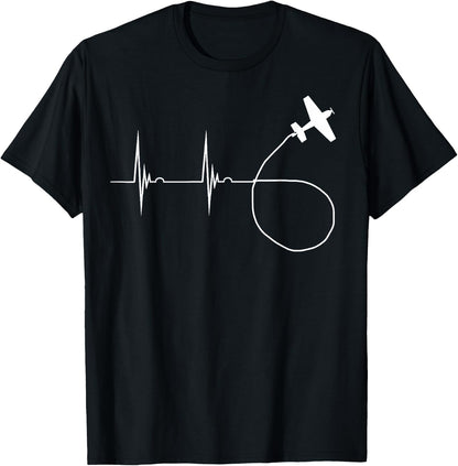 Aerobatic Heartbeat Pulse Biplane EKG Pulseline Airshow T-Shirt