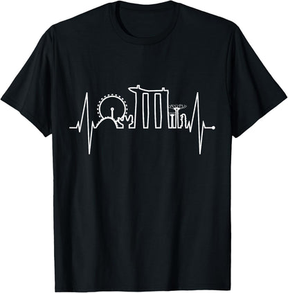 Singapore Skyline Heartbeat Asian Singapura I Love Singapore T-Shirt