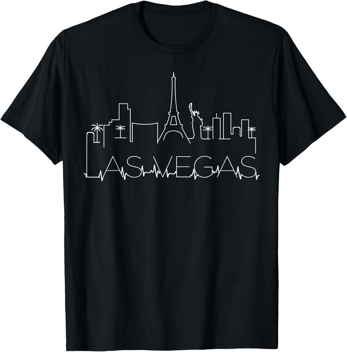 Amazing Las Vegas Skyline Heartbeat Souvenir Novelty T-Shirt