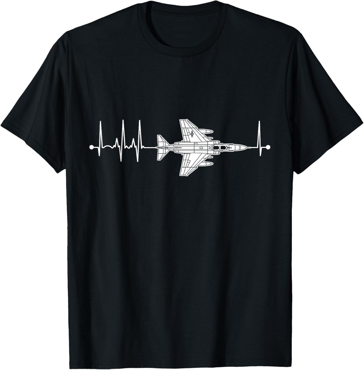 F-4 Phantom Schematic Airplane Pulse EKG Pilot F4 Heartbeat T-Shirt