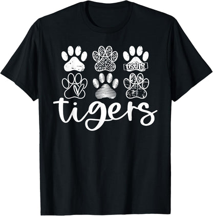 Tigers School Sports Fan Team Spirit, Tiger Paw Vintage T-Shirt