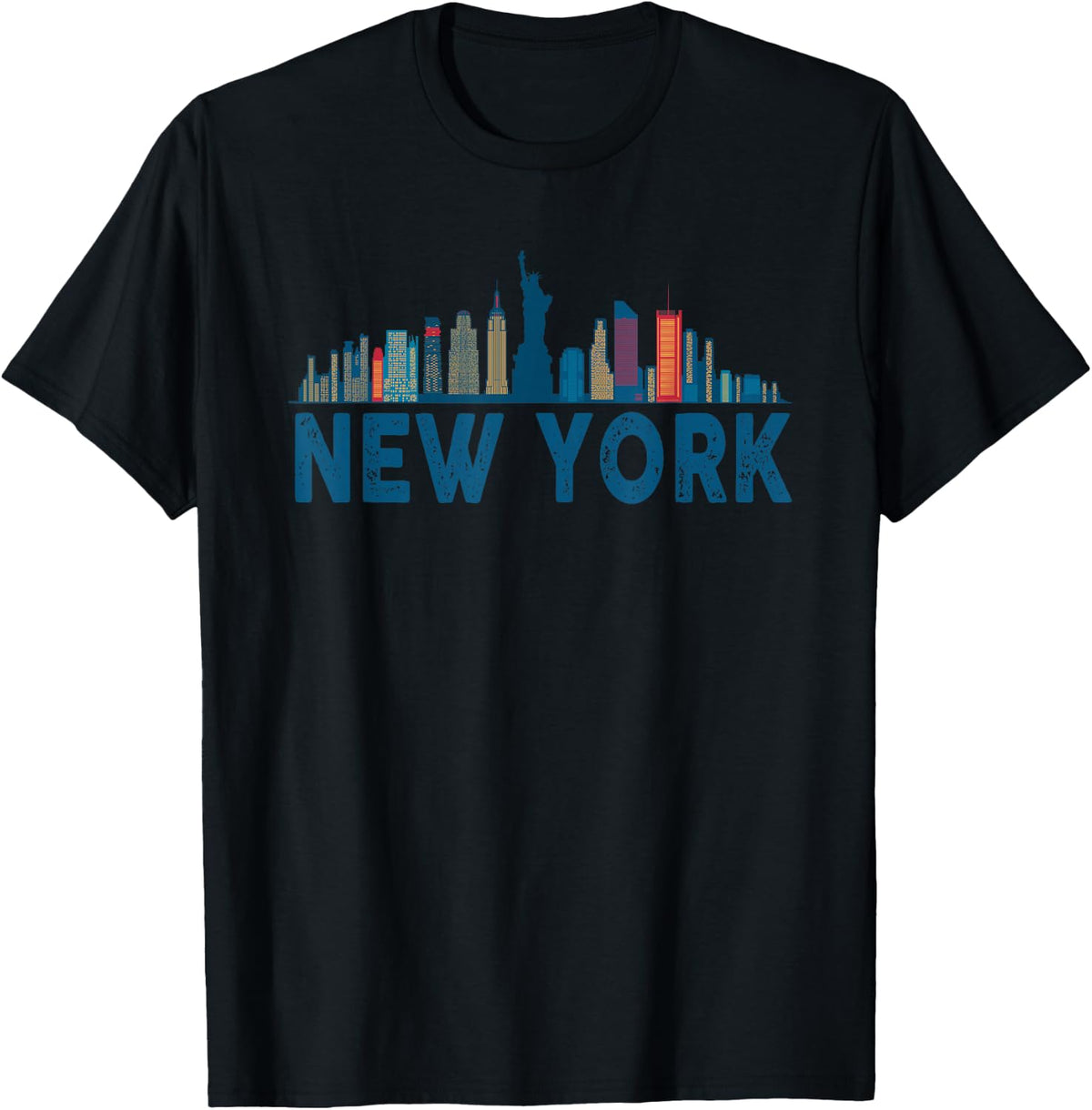New York Skyline Heartbeat Statue of Liberty I Love New York T-Shirt