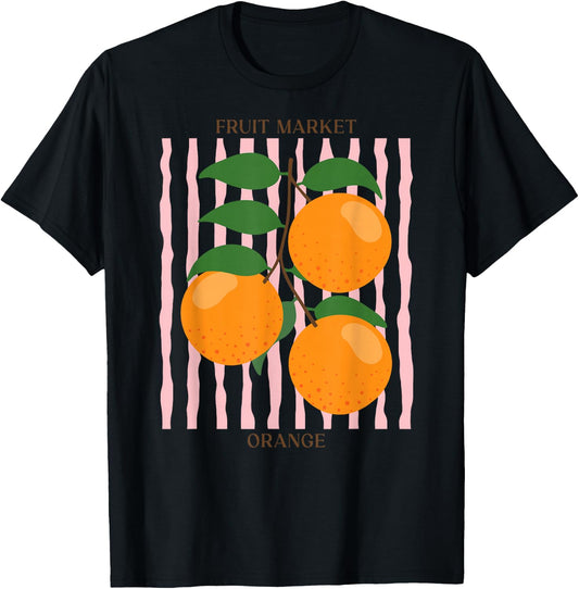 Vintage Fruit Orange Flower Botanical Cottagecore Fruit T-Shirt