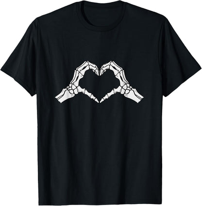 Skeleton Hands Heart Halloween Costume Retro Gothic Love T-Shirt