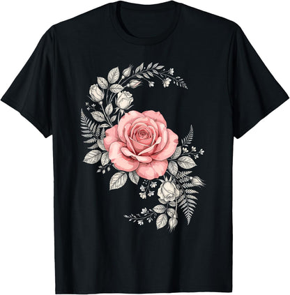 Pink Flower Botanist Garden Flower Rose T-Shirt