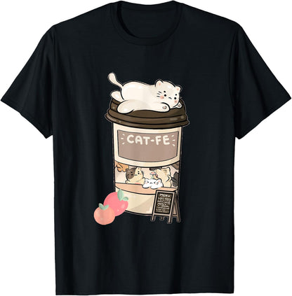 Cute Cat Cafe, Kawaii Cat Coffee, Anime Neko Kitty, Cat Puns T-Shirt