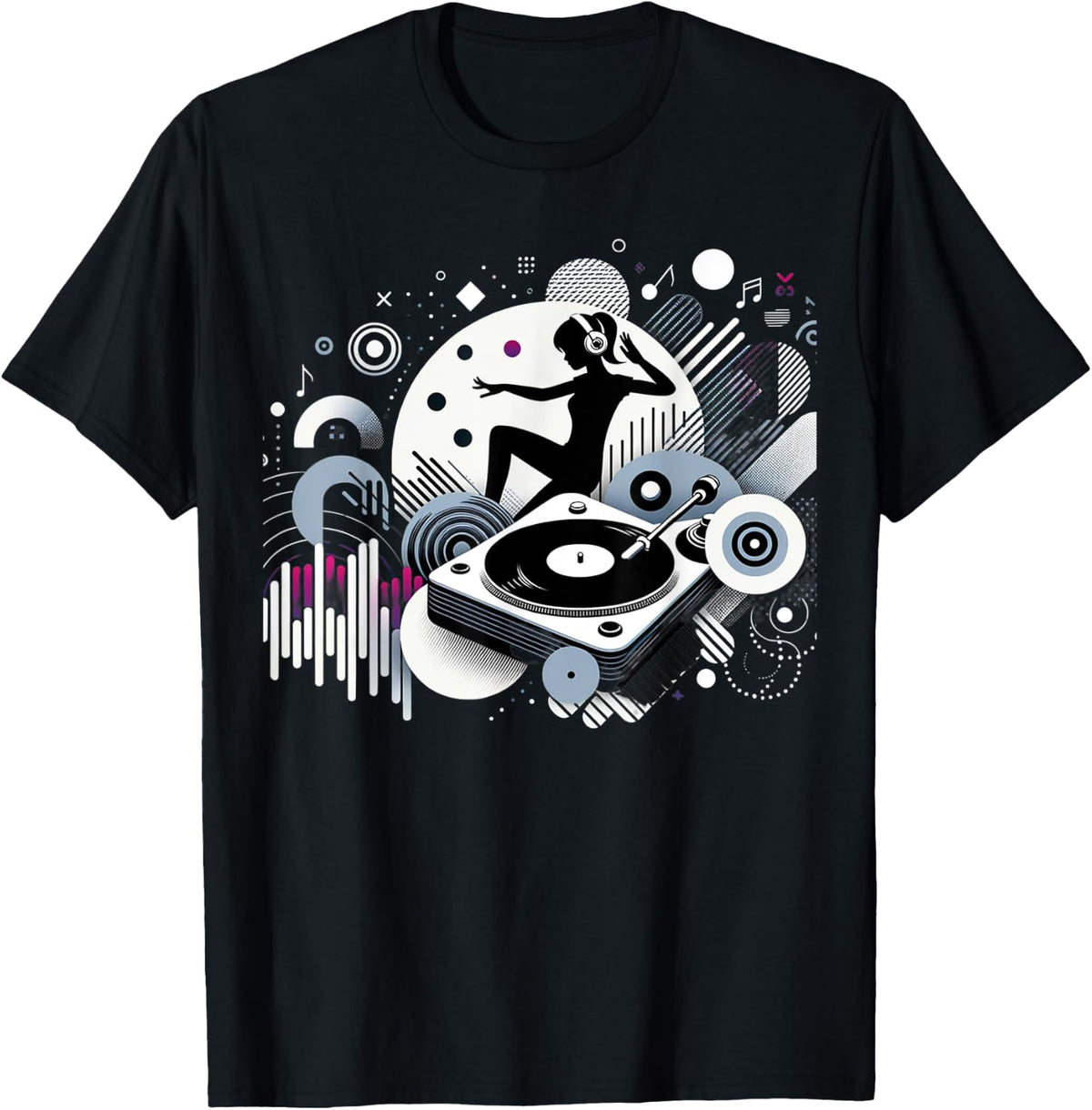 Rhythmic Beats: DJ, Headphones, Music Notes T-Shirt