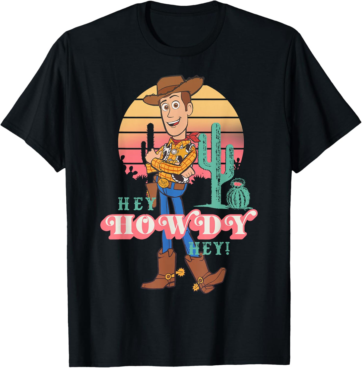 Disney Pixar Toy Story 4 Woody Hey Howdy Hey Retro Portrait T-Shirt