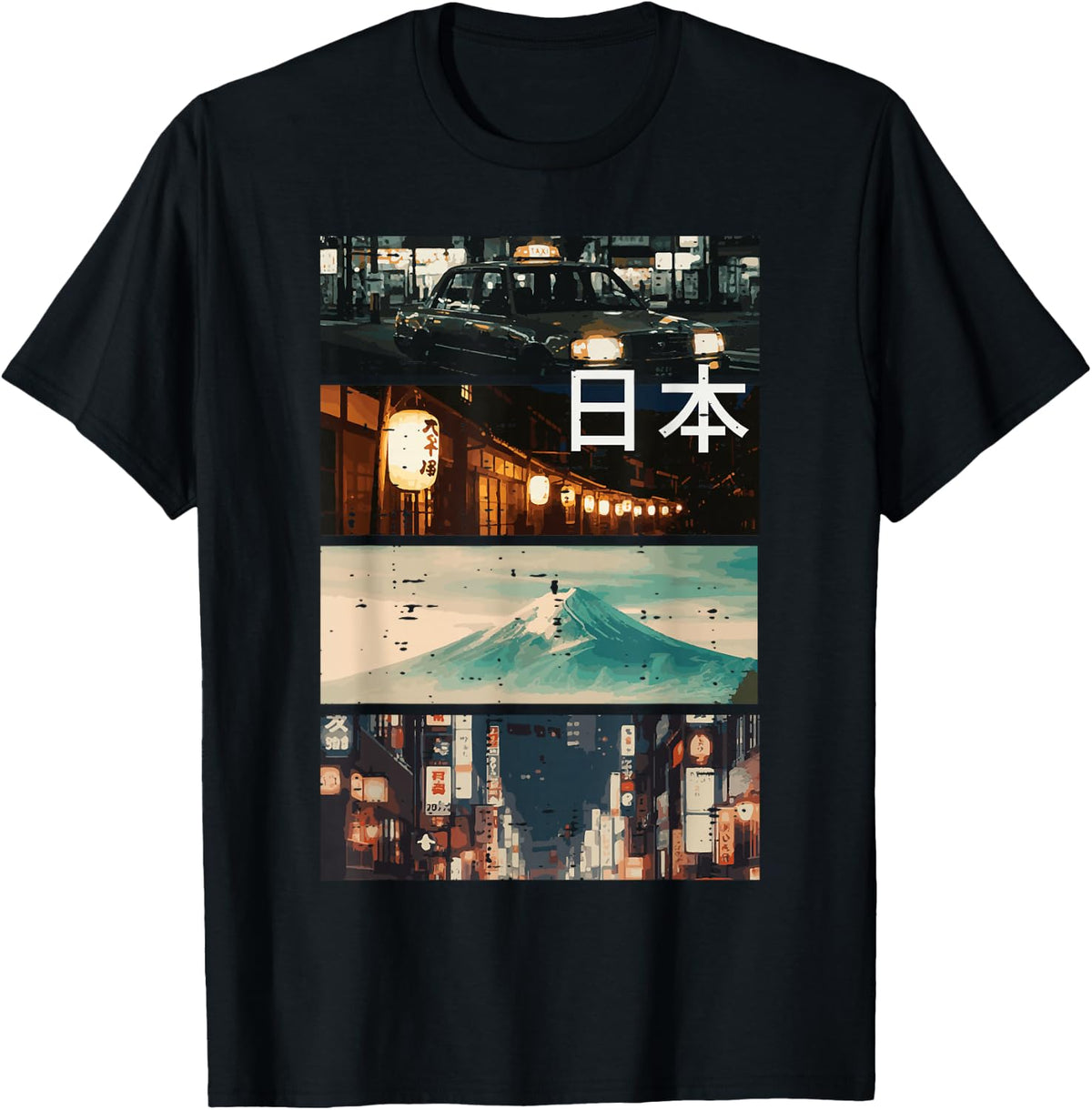 Japan Street Mountain Collage Nihon Japanese Men Women Kids T-Shirt