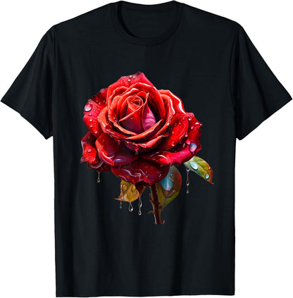 Red Melting Rose Garden Gardener Botanist Flowers Rose T-Shirt