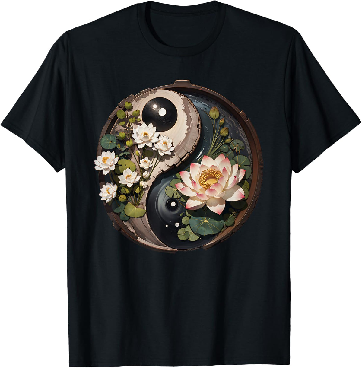 Lotus Flower Pond Yin Yang T-Shirt