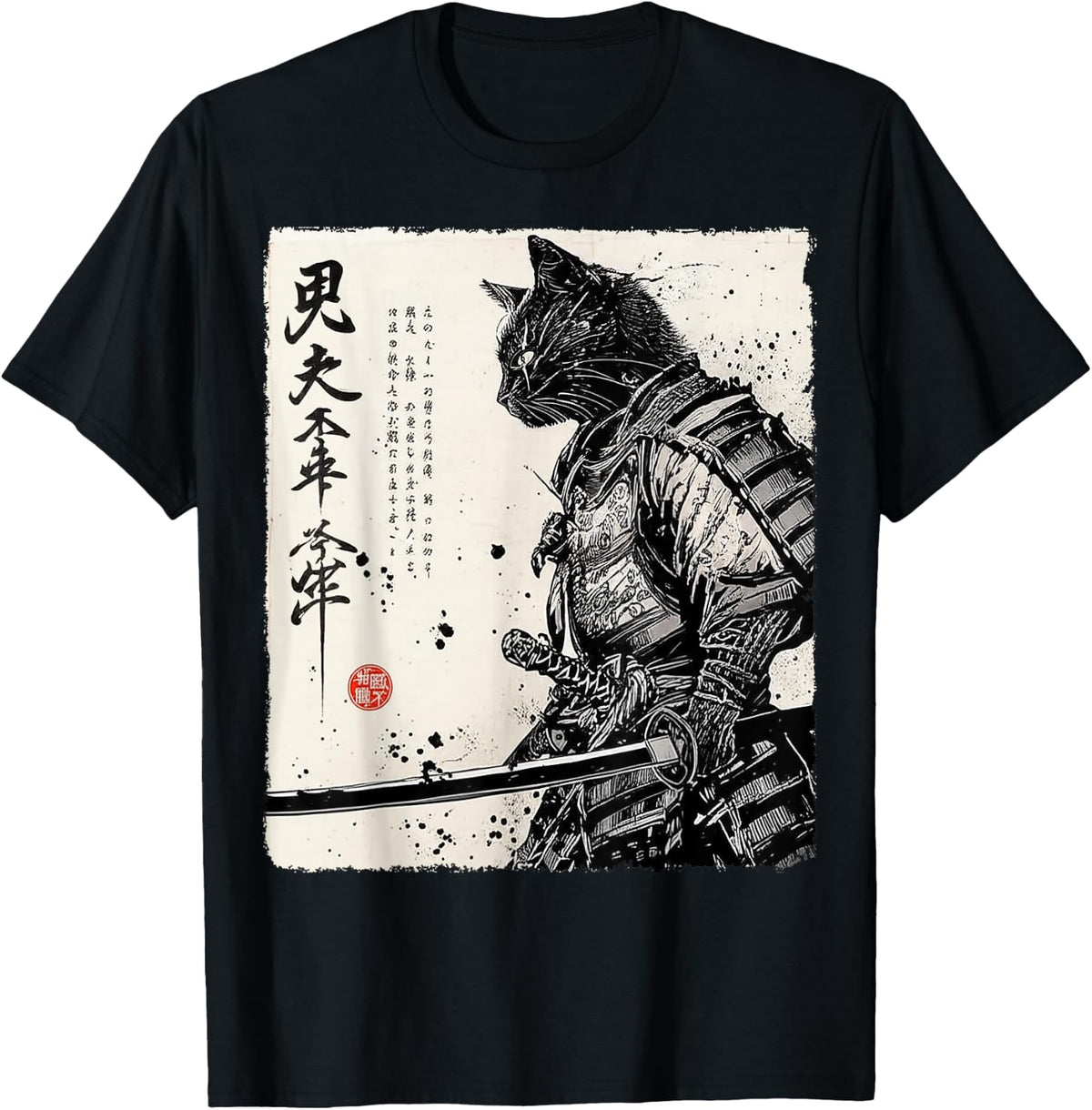 Samurai Cat Japanese Art Anime Gifts Men Women Kid Graphic T-Shirt