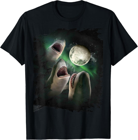 3 Shark Moon, Wolf Shark, Wolves Howl T-Shirt